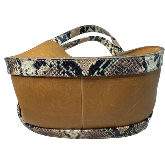 Madewell The Sydney Leather Hand Bag Purse Snake Embossed Missing Strap - Picture 4 of 10